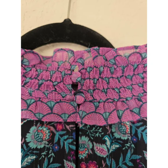 City Chic Analise Floral Smocked Top Size 14 - Picture 7 of 9